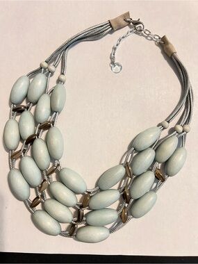 Coldwater Creek Pale Blue and Smoky Multi-Strand Bead Necklace